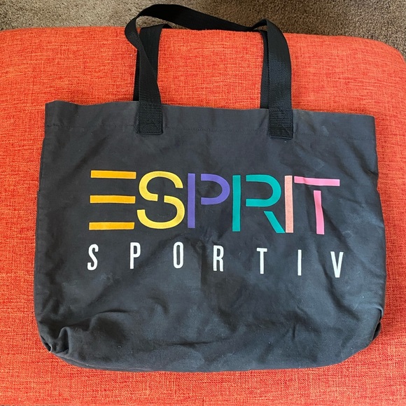 Esprit Handbags - RARE VTG 80’s 90’s ESPRIT Sportiv Large Black Tote Bag Gym Shopper Market Logo